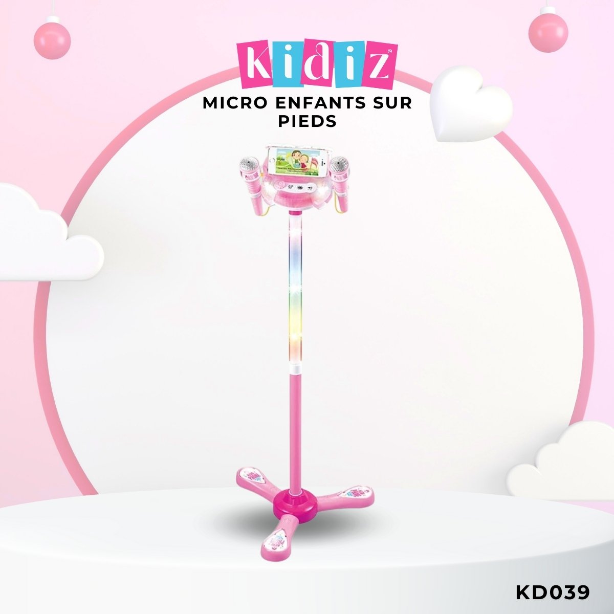 Mini Machine à karaoké pour Enfants, Haut-parleur sans Fil 5.3 Noir, 2 Microphones, Effets D
