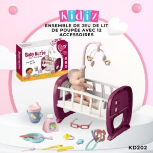 Ensemble de jeu de lit de poupée avec 12 accessoires KD202