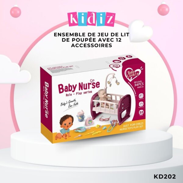 Ensemble de jeu de lit de poupée avec 12 accessoires KD202 – Image 4