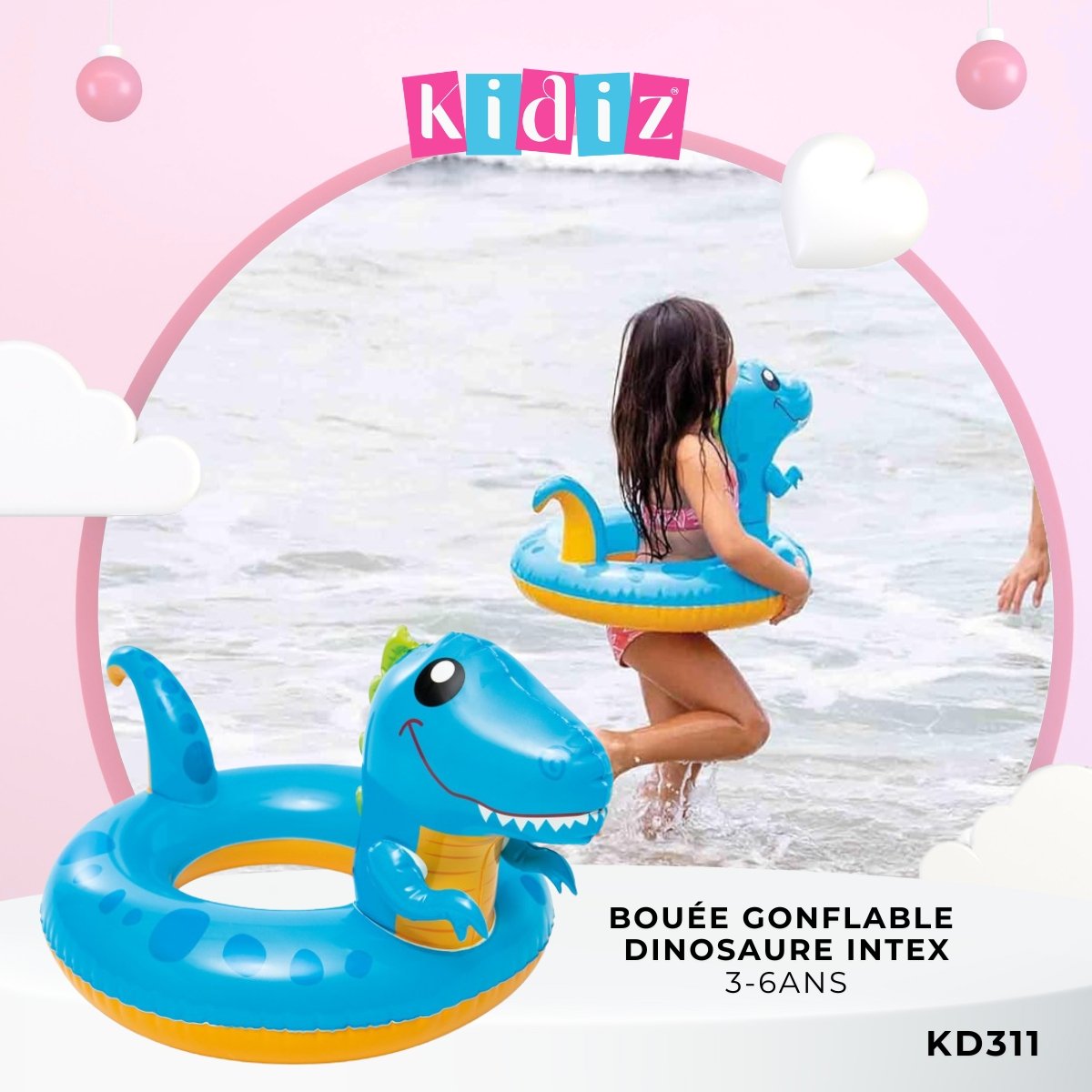 Bouée gonflable motif Dinosaure Intex KD311