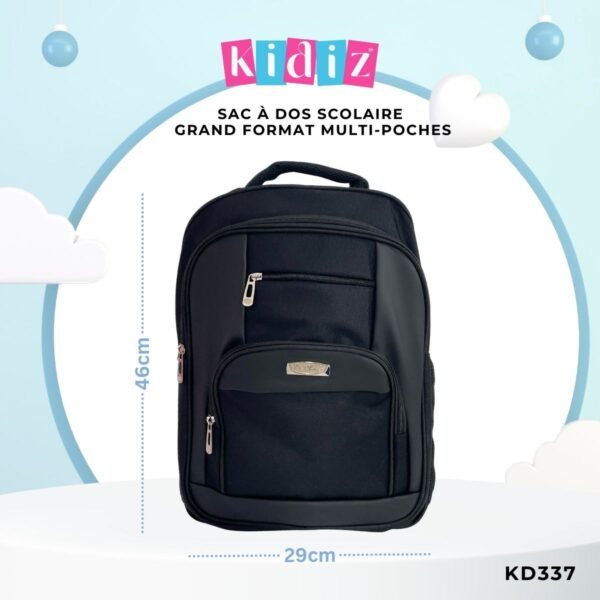 Sac à Dos Scolaire Grand Format Multi-poches KD337 – Image 3