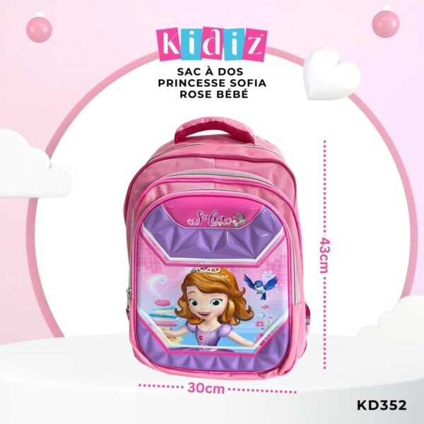 Sac à Dos 'Princesse Sofia' Rose Bébé KD352 – Image 3