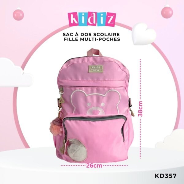 Sac à Dos Scolaire Fille Multi-poches KD357 – Image 3