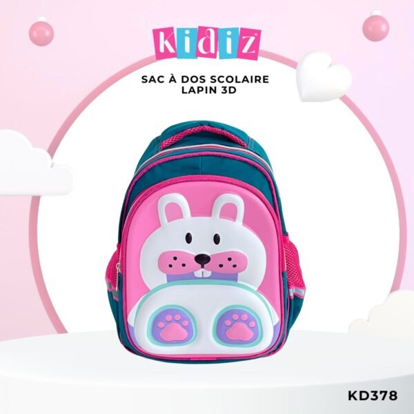 Sac à Dos Scolaire Lapin 3D KD378 – Image 3