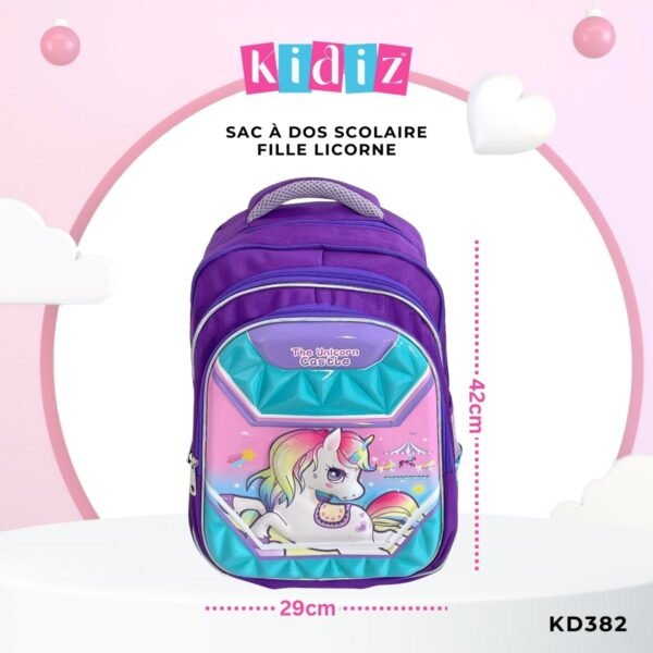 Sac à dos Scolaire Fille Licorne KD382 – Image 2