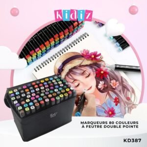 Marqueurs 80 Couleurs à Feutre Double Pointe KD387