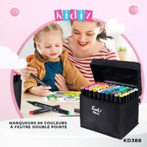 Marqueurs 60 Couleurs à Feutre Double Pointe KD388