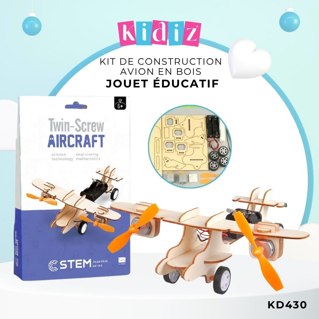 Kit de construction Avion en bois jouet éducatif KD430