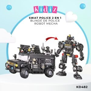 SWAT Police 2-en-1 Blindé de Police & Robot Mecha KD482