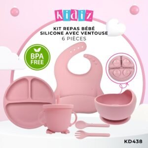 Kit Repas Bébé 6 Pièces Silicone Sans BPA KD438